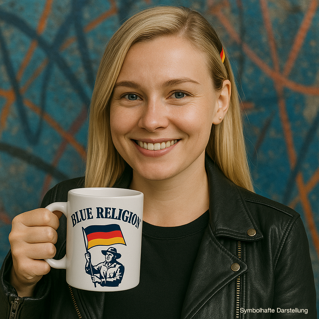 💙 BLUE RELIGION | Patriot mit Deutschland Flagge | Becher 325ml | Keramik