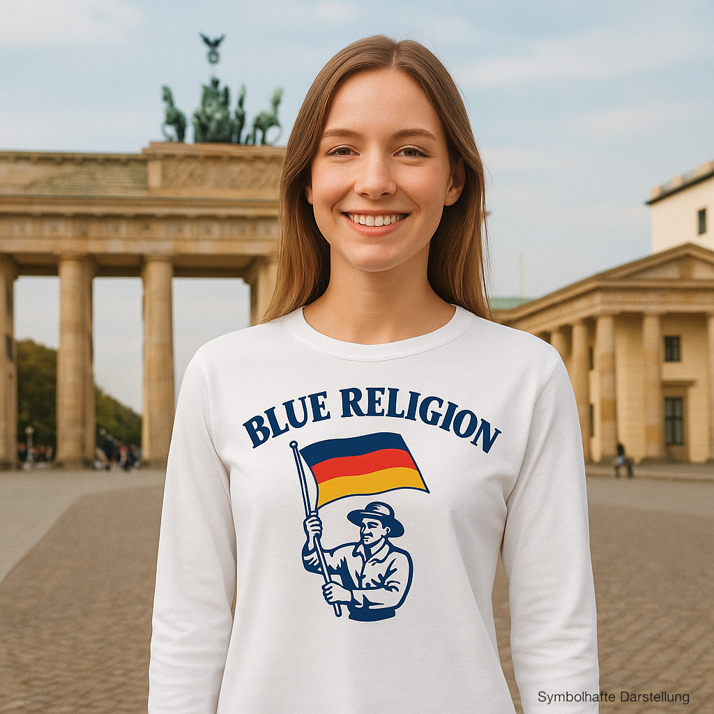 💙 BLUE RELIGION | Patriot mit Deutschland Flagge | Long Sleeve T-shirt | UNISEX